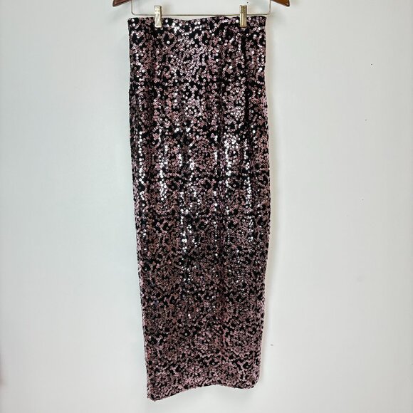2 Women’s Black/Blush Pink Sequin Skirts W/Matching Sequin/Satin Scarf - Picture 4 of 11